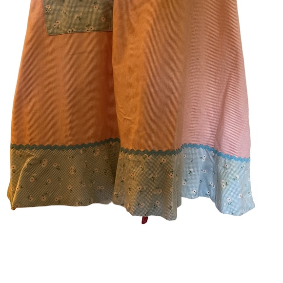 Handmade Peach/Blue Cotton Kitten Print Ruffle Apron Cottage OS - Picture 9 of 16